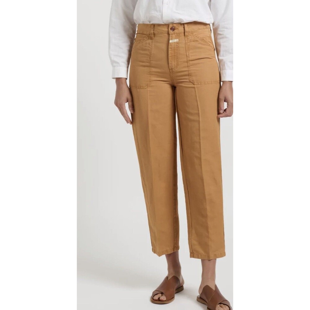 Free People CLOSED Pants Linen Cotton Preppy Earth Orange Size 34 NWT